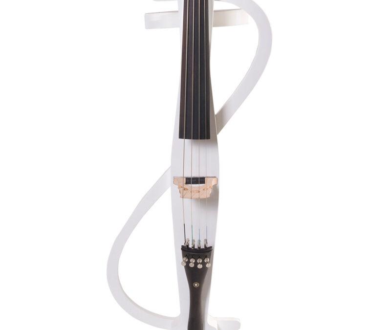 A sleek, modern electric violin with a minimalist design.