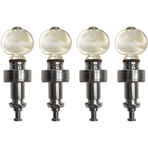 Golden Gate P-130 Deluxe Pancake Planet-Style Banjo Tuners – Nickel with Pearloid Buttons – Set of 4